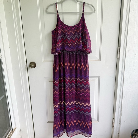 Faded Glory Empire Waist Tiered adjustable Spaghetti Straps Maxi Dress Sz‎ M - Picture 1 of 6